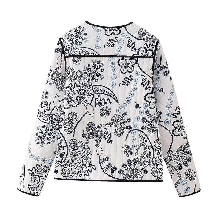 Veste de loisirs matelassée pour femmes avec motif floral et poches pratiques Chic & Stil