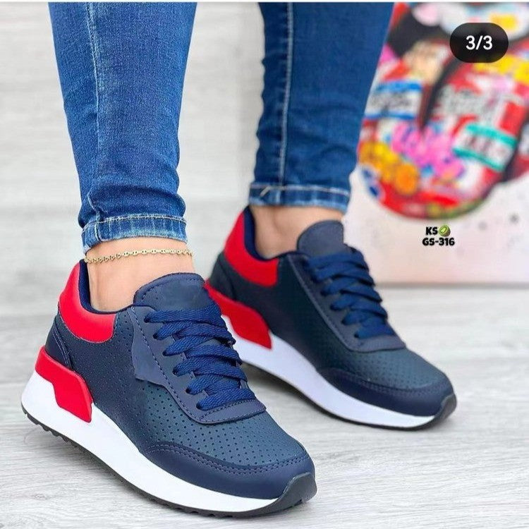 Lace-up perforated sporty sneakers for women Lune London
