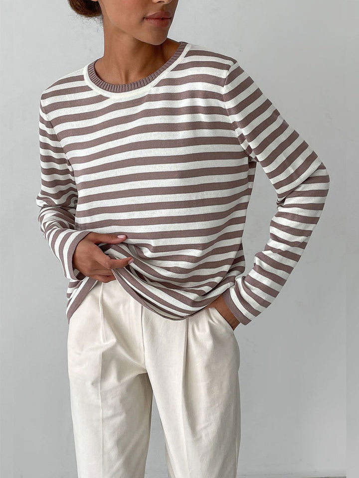 Casual knit pullover for women with striped pattern and loose fit Lune London