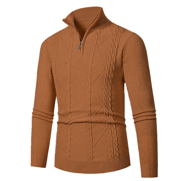 Knitted pull for men with half zip and textured pattern Lune London
