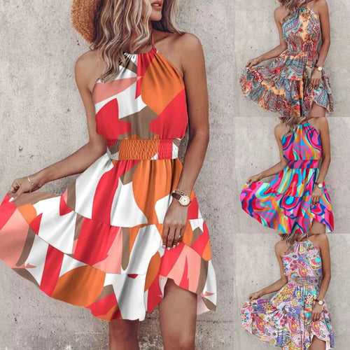 Vibrant halter beach dress Lune London for women