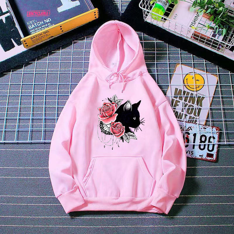 Women's hoodie with floral cat design Chic & Stil