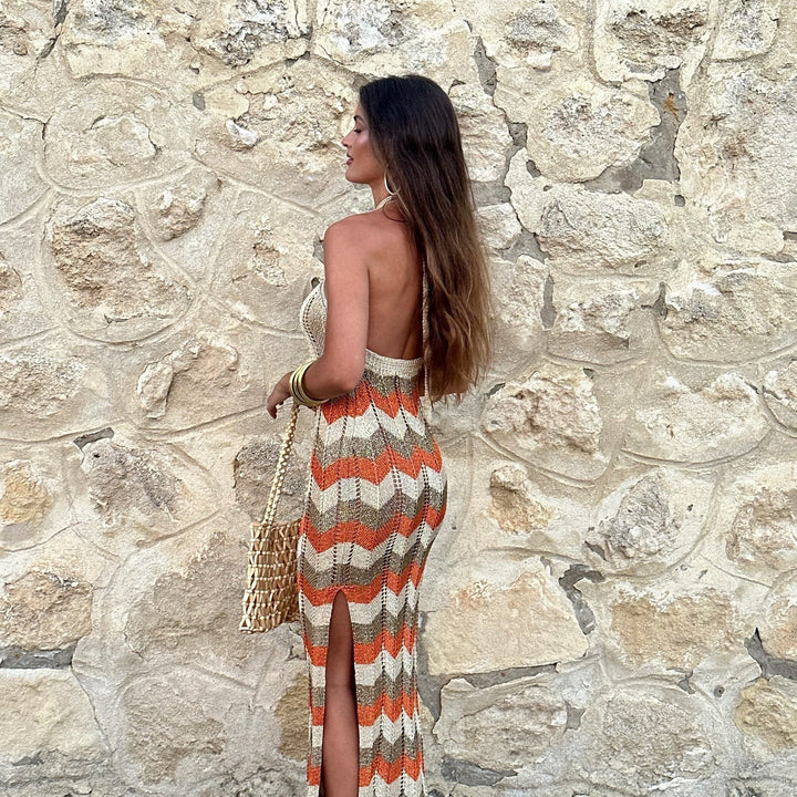 Maxi dress for women with a refined zigzag pattern Lune London