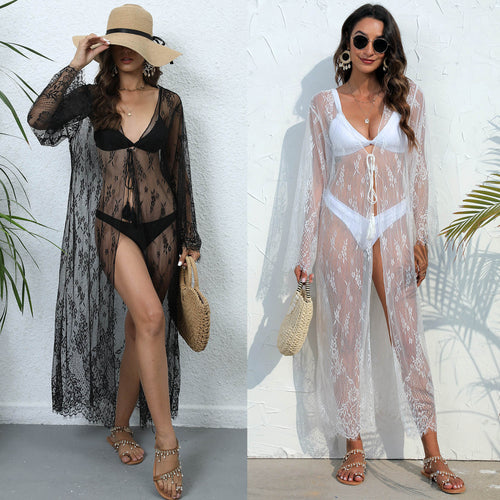 Ladies Transparent Lace Beach Cover Wrap Chic and Style