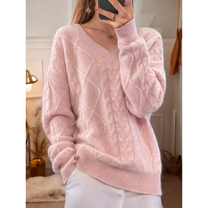 Ladies Elegant Knitted Sweater with Detailed Twisted Pattern Lune London