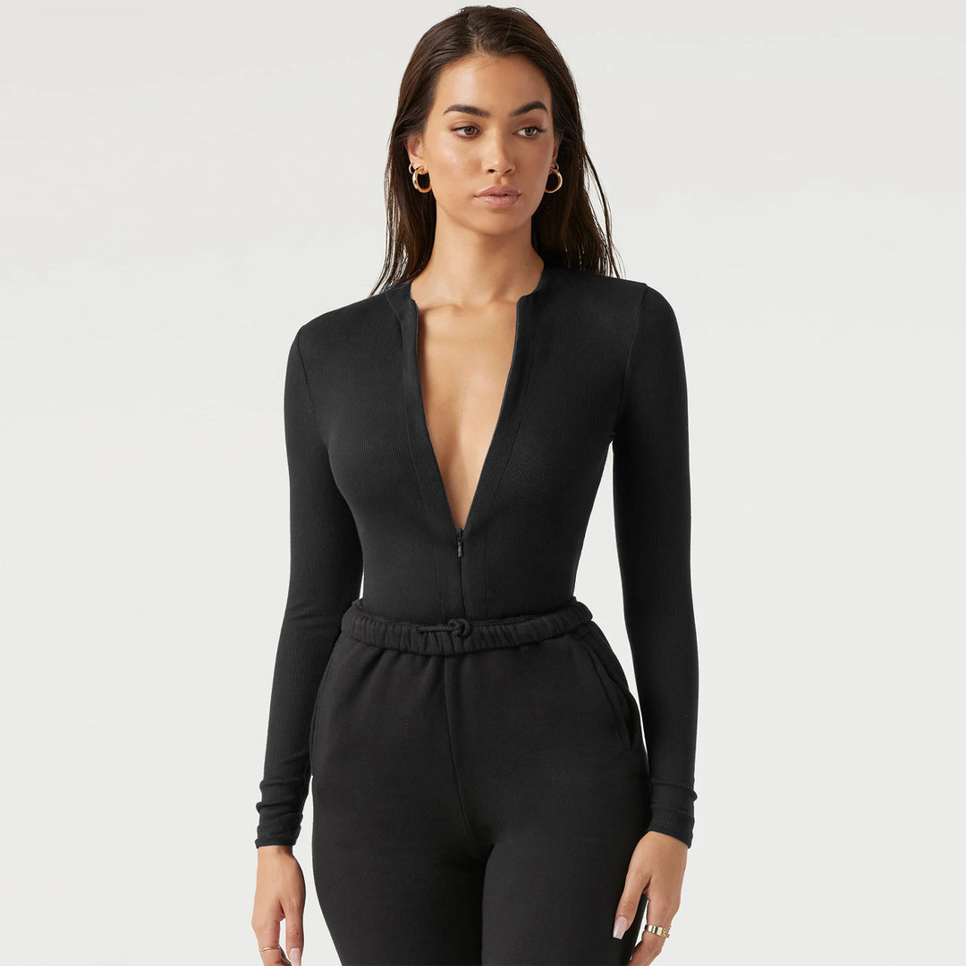 Long sleeve bodysuit for women with zipper Lune London