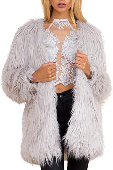 Ladies extravagant faux fur coat with fluffy texture Lune London