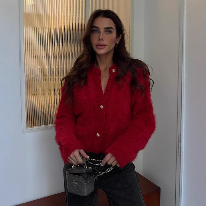 Pull en maille moelleuse pour femme en 100 % nylon avec coupe décontractée Chic & Stil