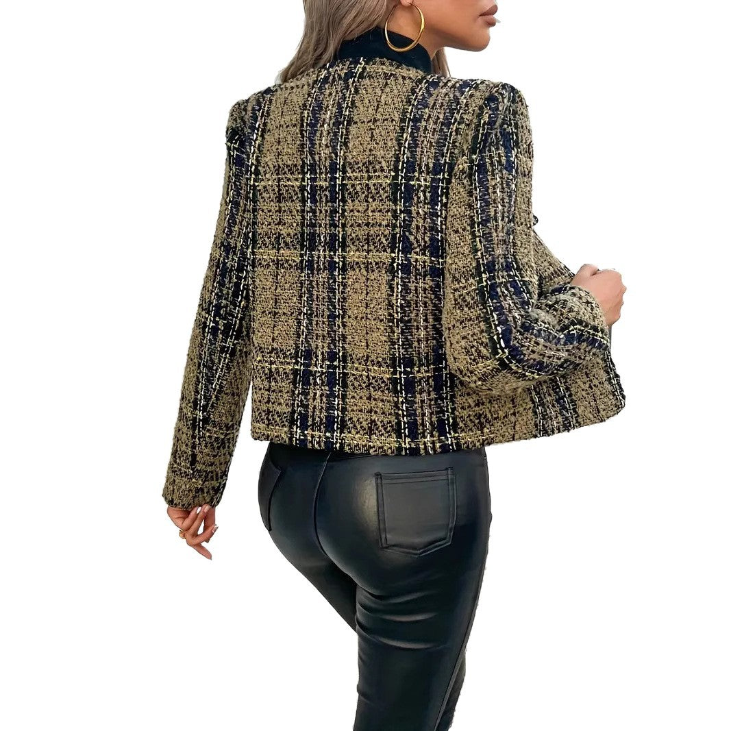 Lune London | Women's tweed blazer jacket with gold buttons