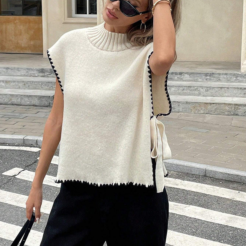 Women High-end Knitted Top with Casual Design and Fine Ribbed Collar Lune London
