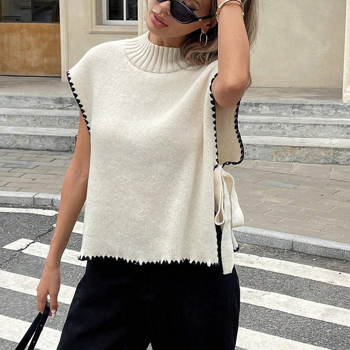 Women High-end Knitted Top with Casual Design and Fine Ribbed Collar Lune London