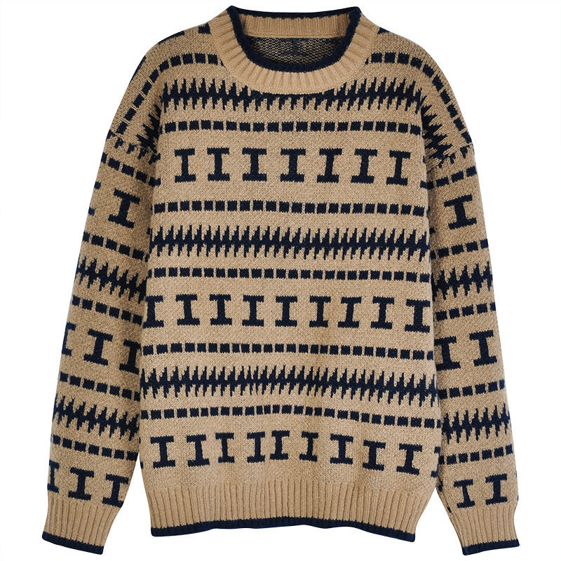 Knitted sweater for women with a modern geometric pattern Lune London