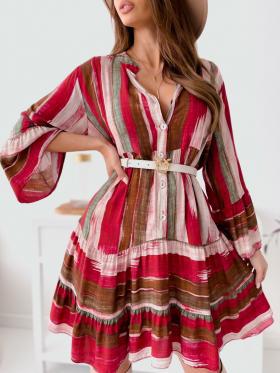Striped A-line mini dress for women with belt Lune London
