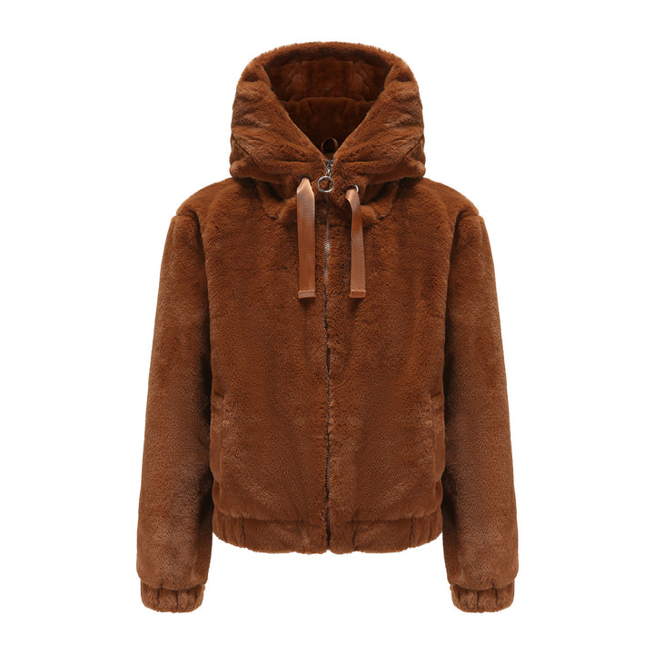 Women’s plush jacket with high collar Lune London