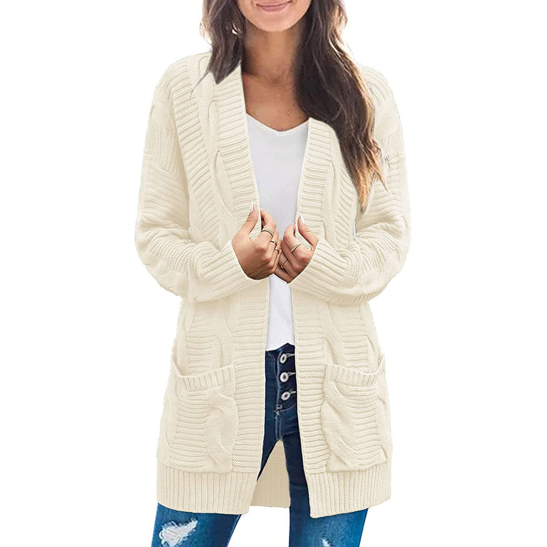 Cardigan en tricot épais pour femmes avec poches et aspect de point texturé Chic & Stil