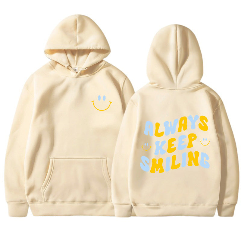 Ladies hoodie with cheerful lettering and practical kangaroo pockets Lune London