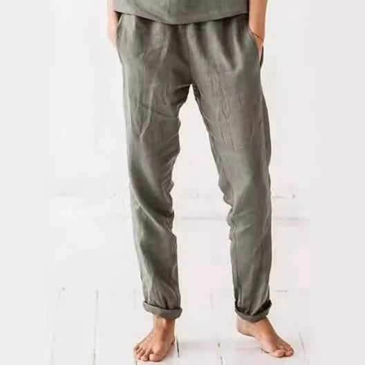 Casual linen pants for women with elastic waist and handy pockets Lune London
