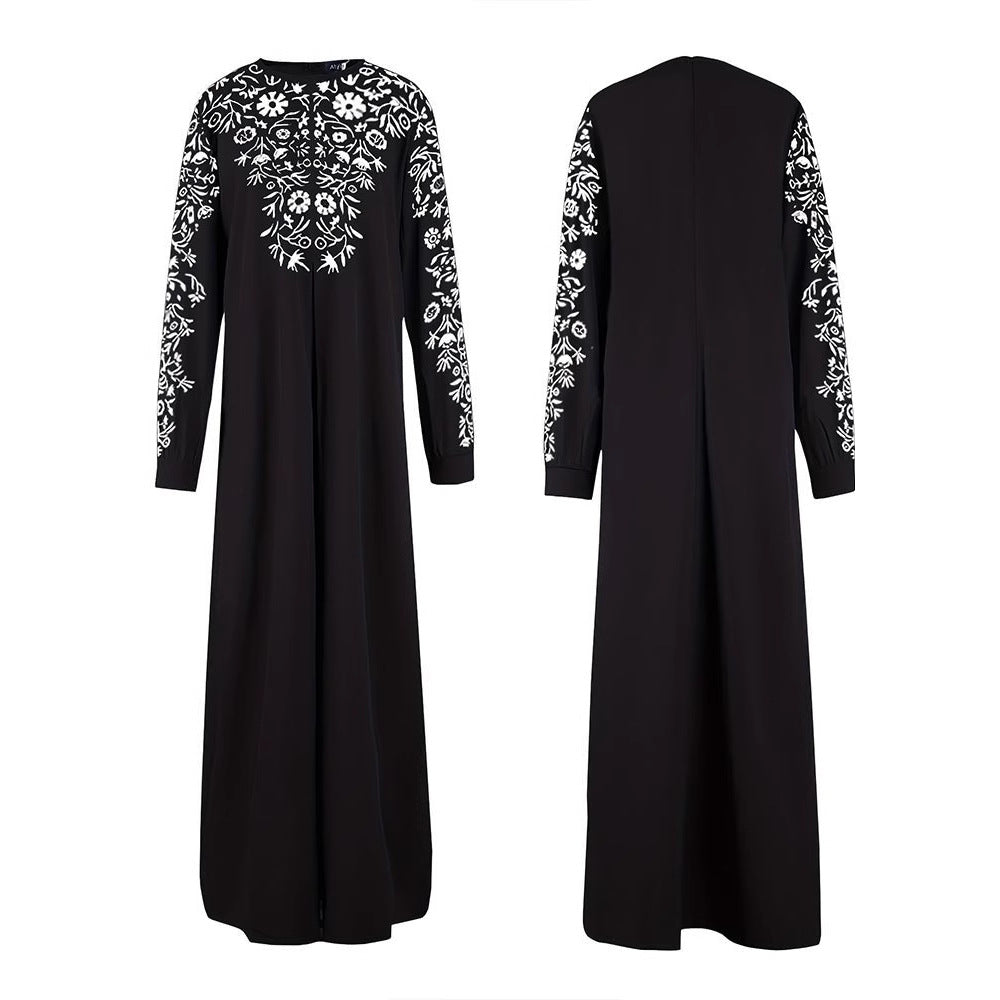 Maxi dress for women with artistic embroidery and elegant long sleeves Lune London