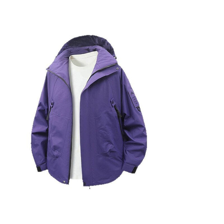 Functional outdoor jacket for men with adjustable hood area and multiple pockets Lune London