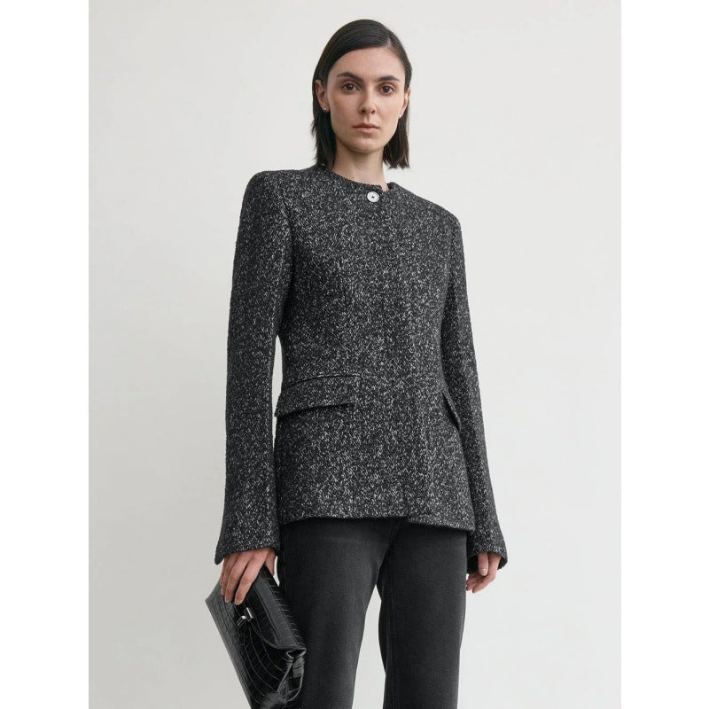 Fashionable wool blazer for women with textured fabric Lune London
