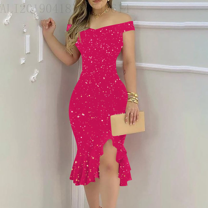 Lune London Off-Shoulder Ruffle Bodycon Dress for Women