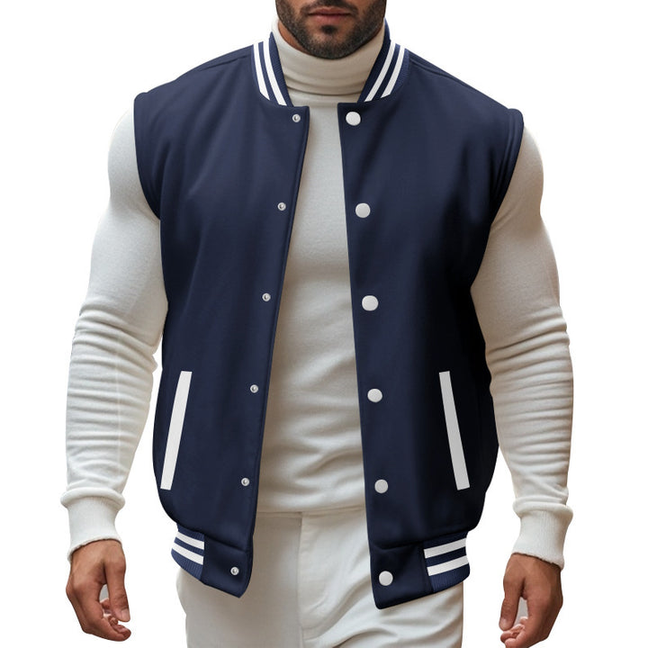 Casual men's cardigan with a sporty style featuring a snap button closure and side insertion pockets Lune London