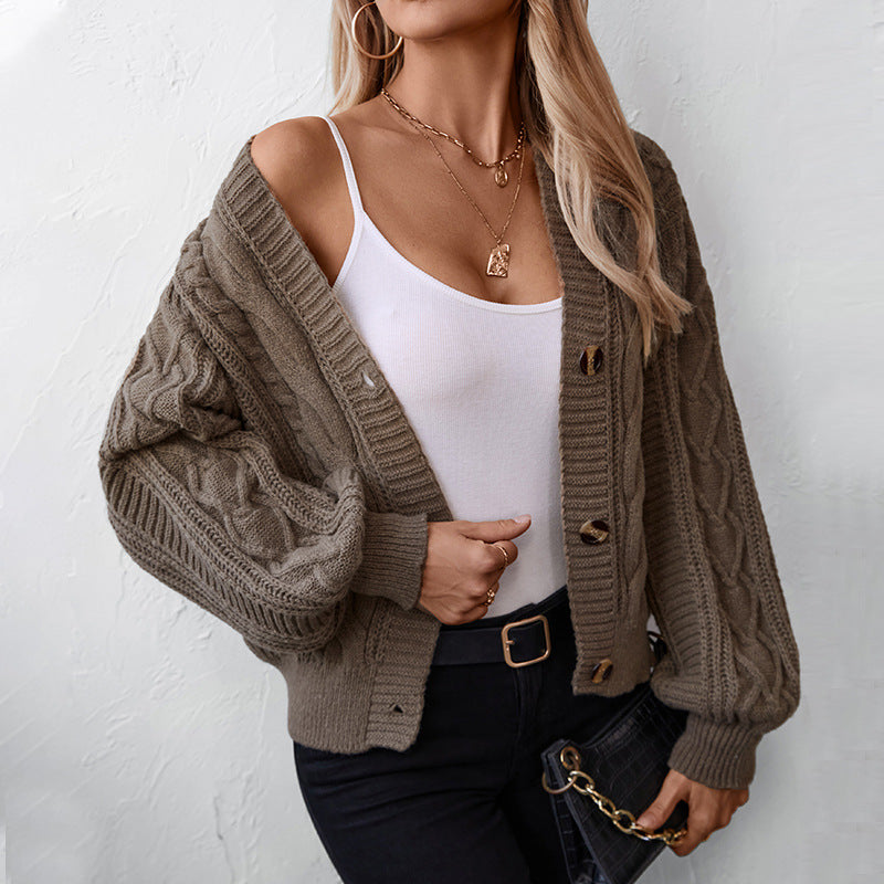 Women’s knitted jacket with a decorative braid design and a soft, textured material Lune London