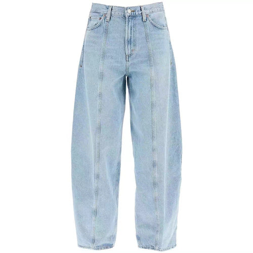 Ladies high-waisted wide denim pants with side pockets and modern details Lune London