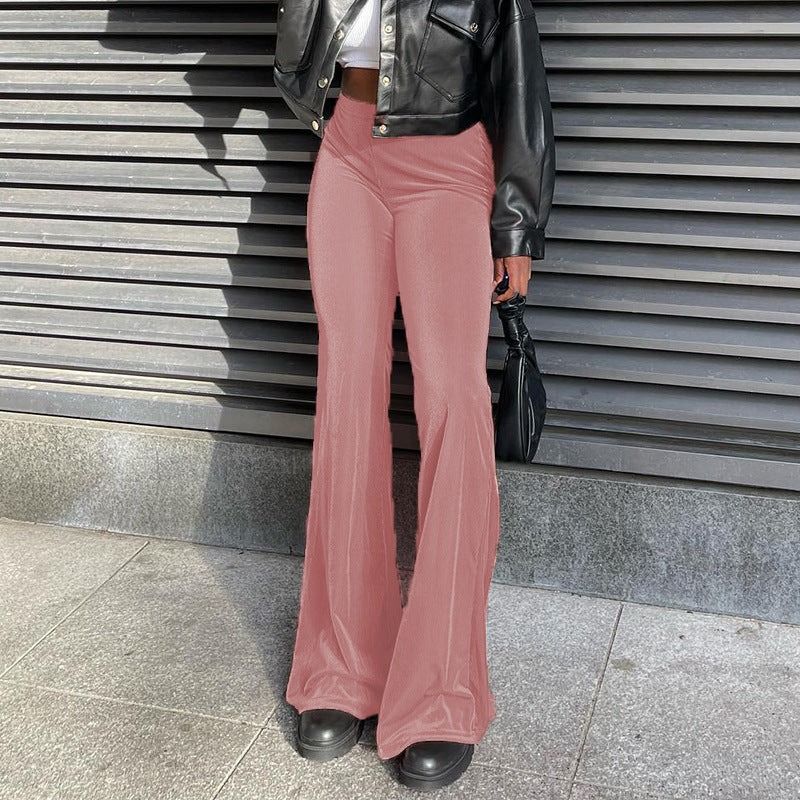 Elegant high-waisted flared pants for women in smooth material Lune London