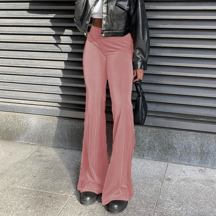 Elegant high-waisted flared pants for women in smooth material Lune London