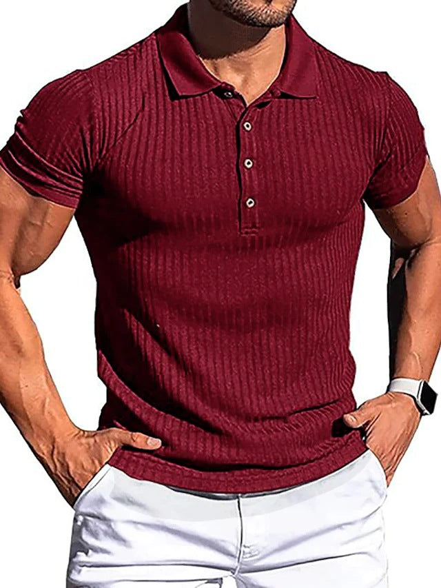 Men's Chic and Stylish Ribbed Structured Casual Polo