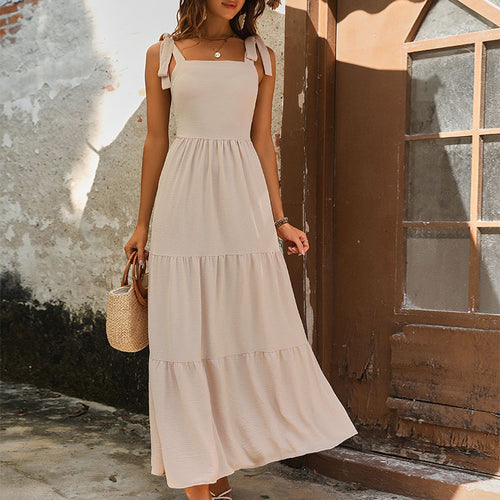 Maxi dress with tiers for women with adjustable straps Lune London