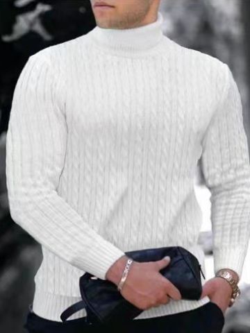 Men's turtleneck sweater with textured knit pattern Lune London
