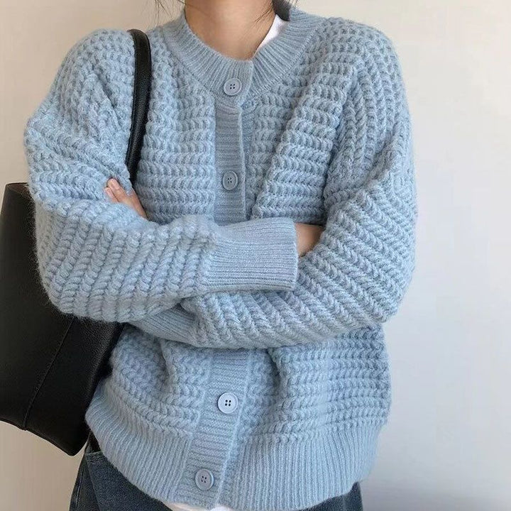 Thick knit jacket for women with button details and oversized cut Lune London