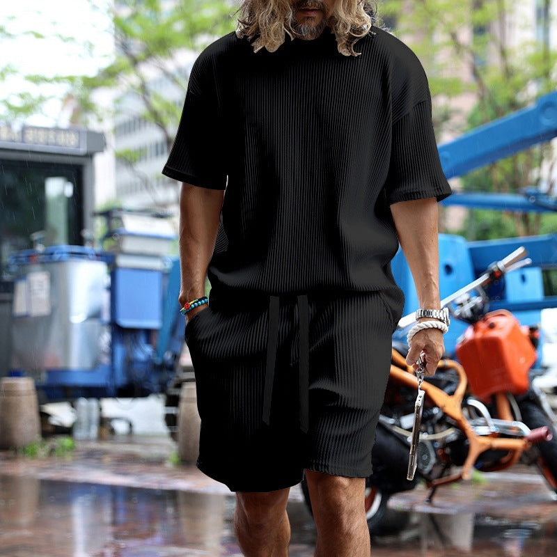 Breathable sports set for men with short sleeve t-shirt and shorts Lune London