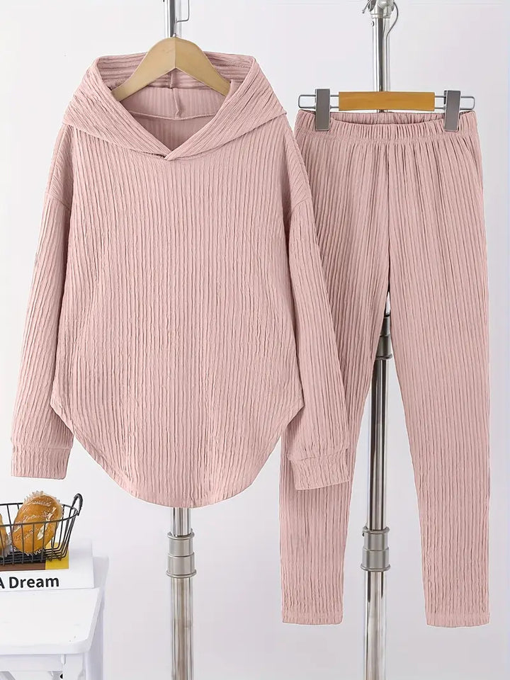 Lune London textured design casual sweatshirt and pants set for women