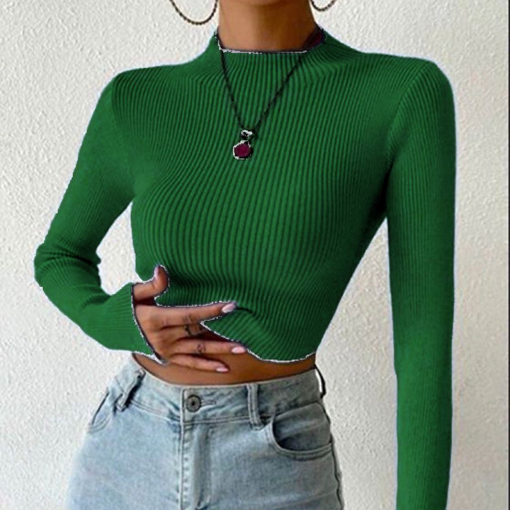 Fine knit pullover for women with trendy high collar and wave-free design Lune London