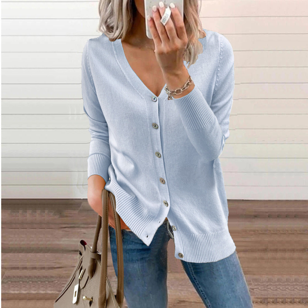 Cardigan for ladies with buttoned front and V-neck Lune London