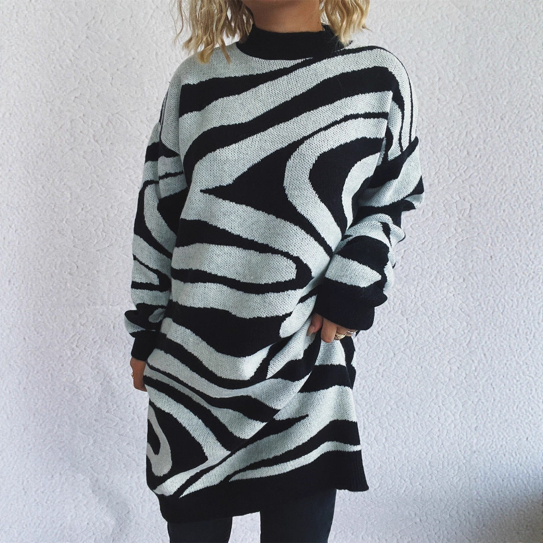 Pull en tricot grande taille pour dames avec motif zèbre moderne Chic & Stil