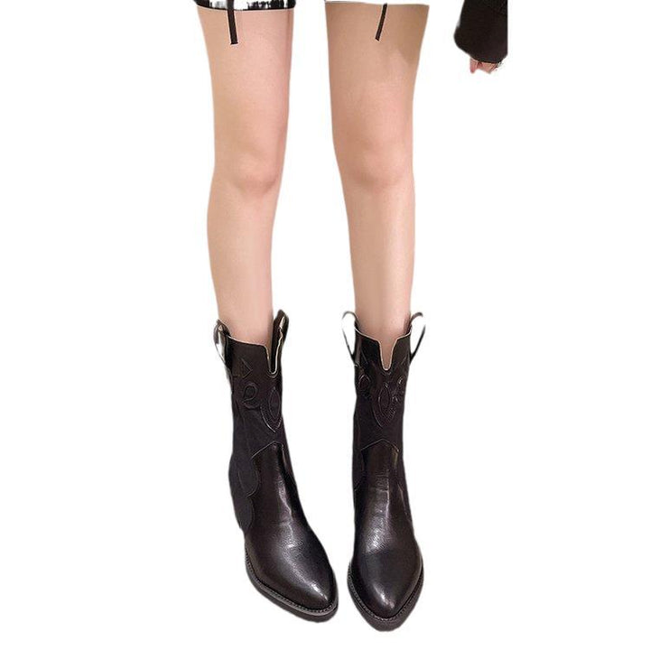 Lune London embroidered pattern cowboy ankle boots for women