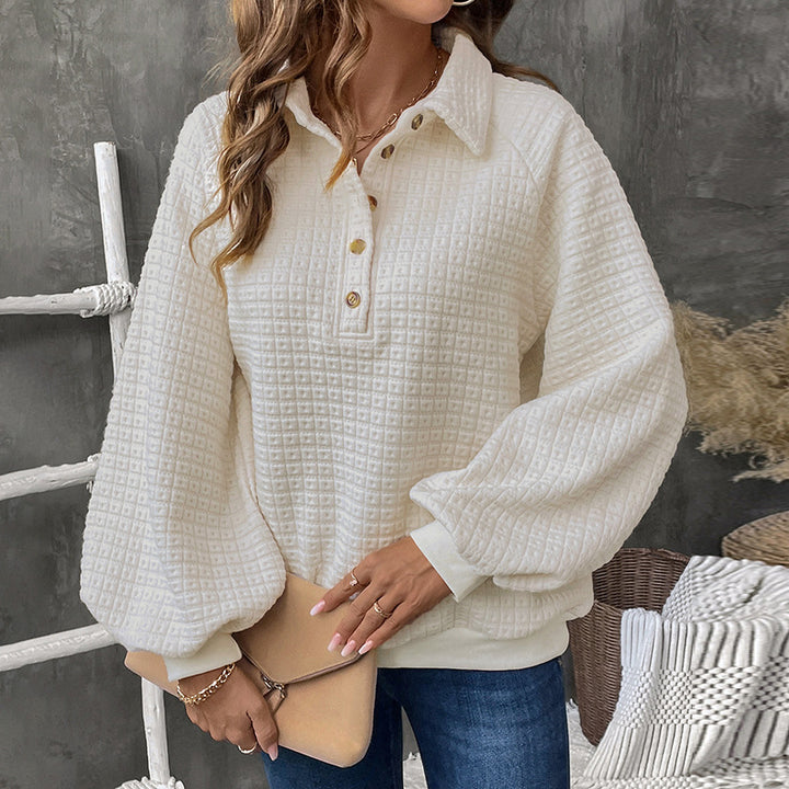 Women casual sweatshirt with button placket and oversized fit Lune London