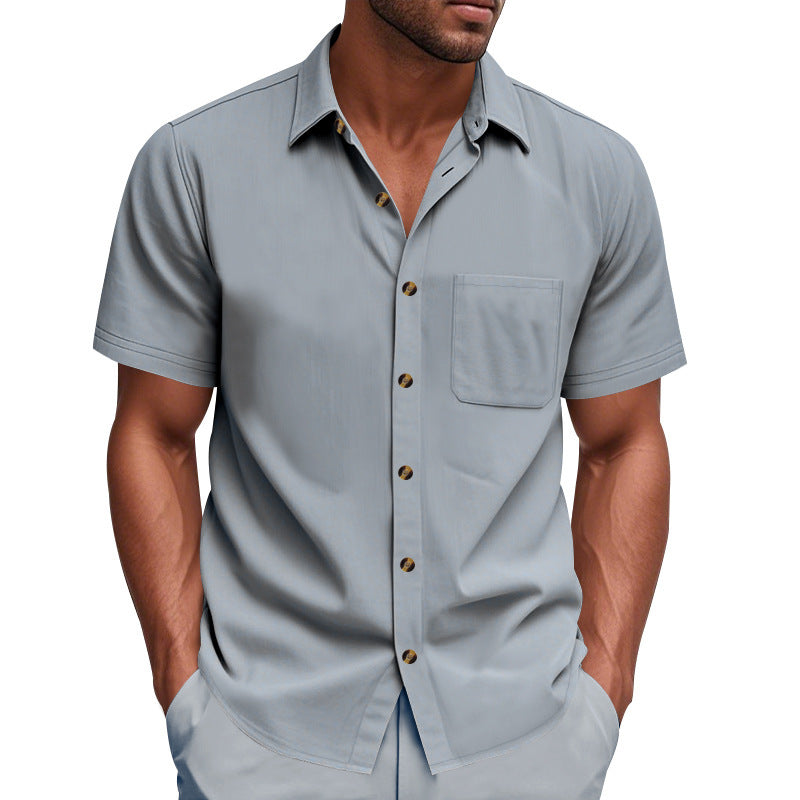 Short sleeve shirt for men with chest pocket and trendy button details Lune London