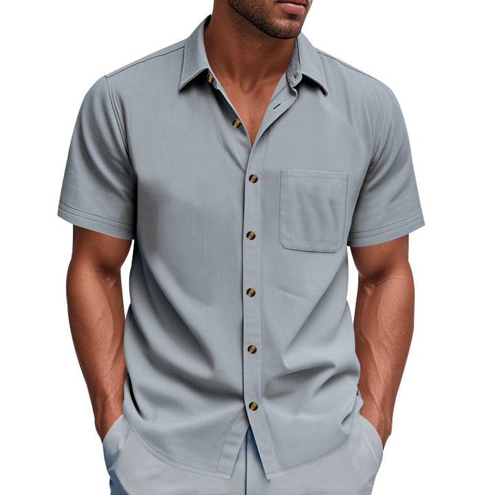 Short sleeve shirt for men with chest pocket and trendy button details Lune London