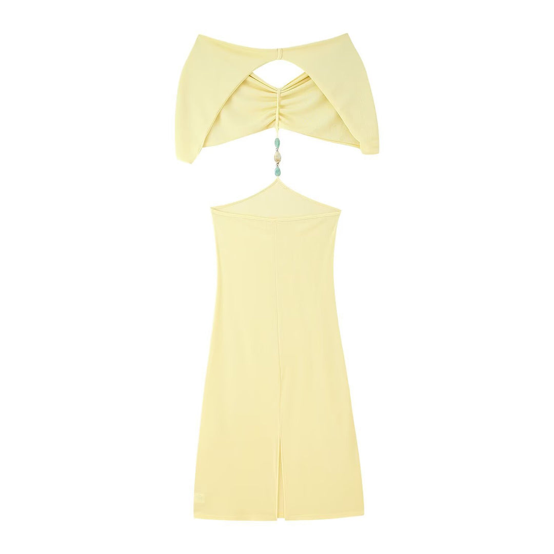 Maxi dress for women with a seductive cut and elegant ruffle details Lune London