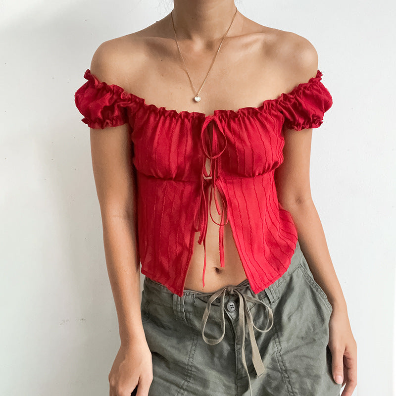 Women Structured Crop Top Off-Shoulder Lune London