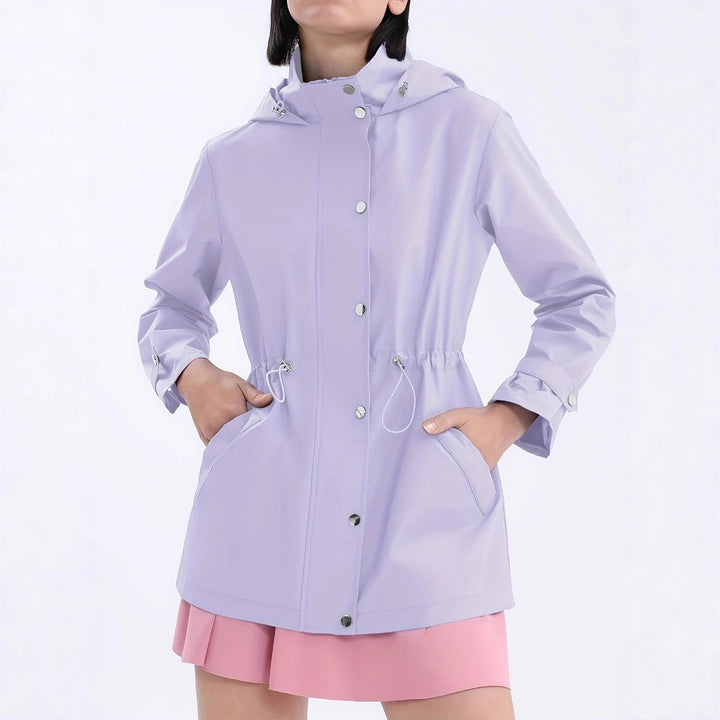 Veste de pluie pour femme avec cordon de taille ajustable et capuche Lune London