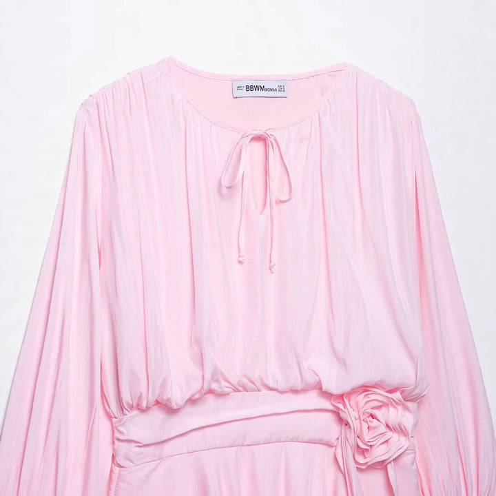 Elegant wrap dress for women with a romantic ruffle design Lune London