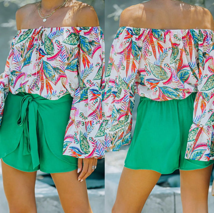 Woman Blouse off-shoulder tropical print Lune London