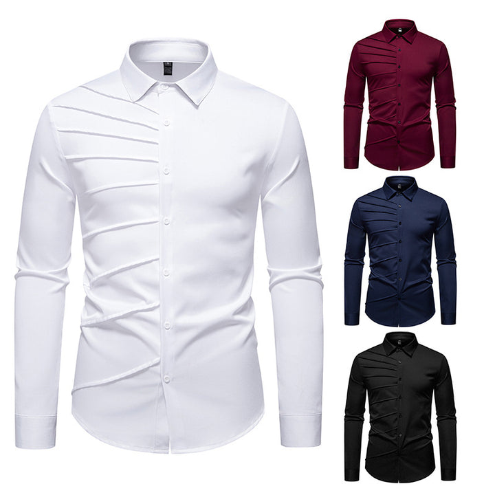 Trendy long sleeve shirt for men with an original pleat design Lune London