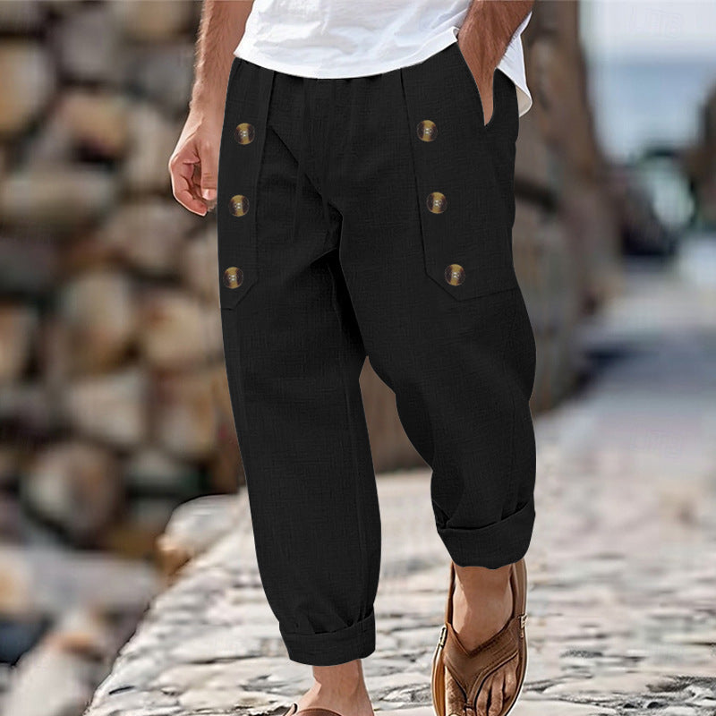 Men's casual cargo pants with practical button details and comfortable pockets Chic and style
